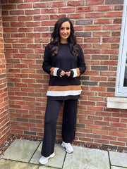 Black Striped Trim Knit Ophelia