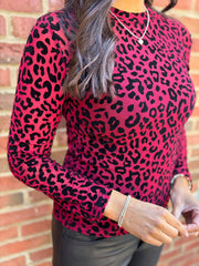 Wine Leopard Mesh Top Helen