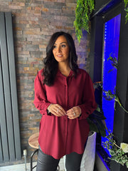 Wine Long Sleeve Blouse Melissa