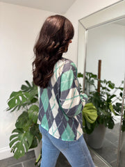 Mint Argyle Knit Top Georgia