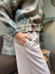Sage Shimmer Floral Bomber Jacket Adele