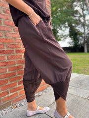 Chocolate Mesh Detail Barrel Leg Trousers Parker