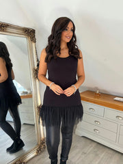 Black Lace Mesh Hem Slip Rhianna