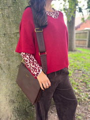 Wine V-Neck Reverse Seam Knit Diana