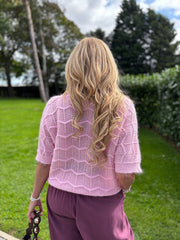 Pink Short Sleeve Chevron Knit Kenna