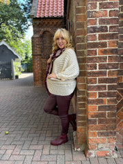 Antique Cream Diamond Pattern Shimmer Knit Chloe