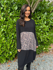 Black Speckled Panel Dress Clara