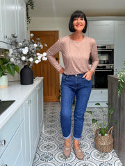 Mocha Polka Dot Super Soft Round Neck