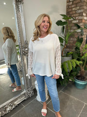 Stone Textured Lace Sleeve Top Heidi