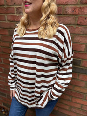Chocolate Stripe Long Sleeve Top Yasmin