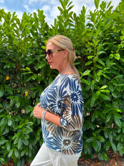 Navy Daisy Burst Knit Top Dawn