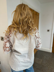 Stone Floral Lace Broderie Top Myla