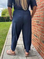 Navy Wide Leg Pull on Silvia Trousers