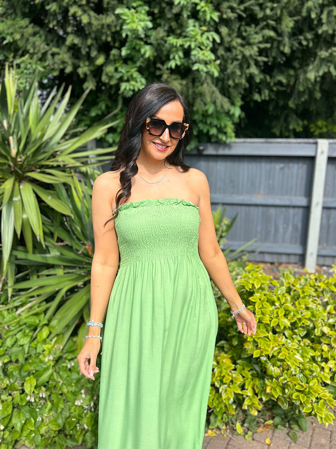 Lime green bandeau dress outlet