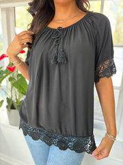 Black Bardot Tassel Top Adeline