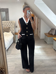 Black Button Waistcoat Set Zara