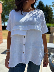 White Linen Button Top Taylor