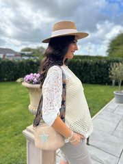 White Gold Shimmer Lace Top Adriana