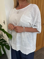 White Multi Hole Detail Top Terri
