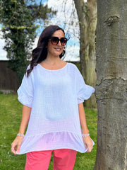 White Ruffle Hem Top Katrina