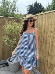 Navy Gingham Sun Dress Lauren
