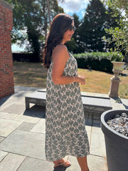 Khaki Patterned Bubble Cotton Dress Athena