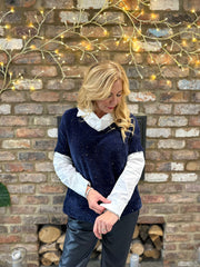Navy Shimmer Layered Top Ellis