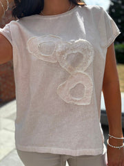 Pink Textured Hearts Tee Joy