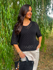Black Chevron Knit Anabelle