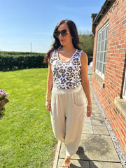 Stone Bubble Cotton Barrel Leg Trousers