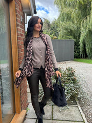 Mocha Layered Knitted Cardigan Evelyn