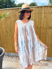 Mocha Brushed Stripe Panel Dress Jodie