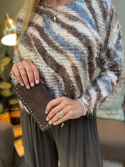 Denim Brushed Zebra Eyelash Knit Vida