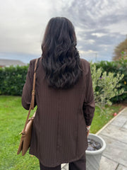 Chocolate Pinstripe Take You Anywhere Jacket