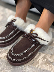Chocolate Faux Fur Talia Mules