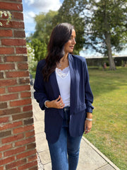 Navy Pinstripe Take You Anywhere Jacket