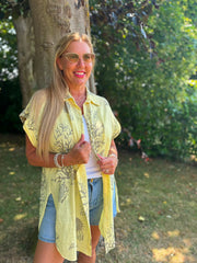Lemon Mocha Coral Print Blouse Stacey