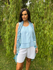 Blue Layered Bubble Cotton Vest Quinn