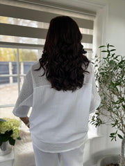 White Bubble Cotton Trouser Set Hayley