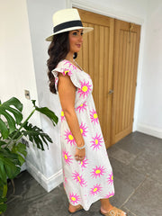 Stone Bubble Cotton Sunburst Dress Florence