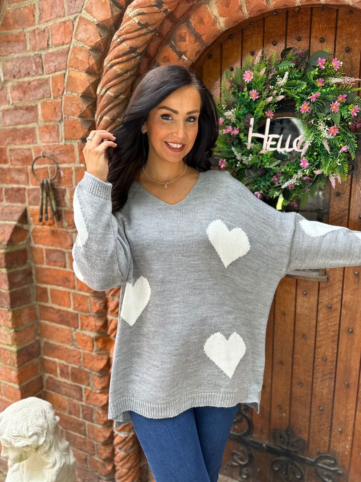 Grey heart jumper on sale