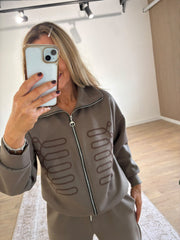 Mocha Embroidered Pattern Tracksuit Kalina