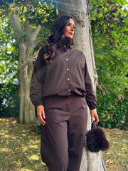 Chocolate High Neck Jacket Mila