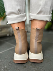 Tan Chunky Wedge Boots