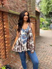 Chocolate Flower Print Vest Isabella