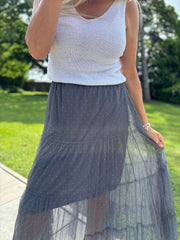 Charcoal Tiered Mesh Tulle Skirt
