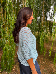 Aqua Chevron Knit Anabelle