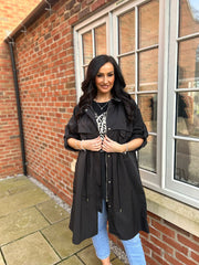 Black Drawstring Pocket Jacket