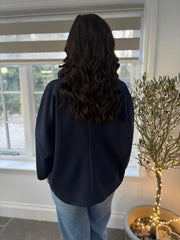 Navy Crossover Zip Jacket Bronwen