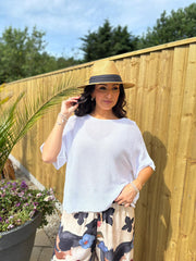 White Cotton Reverse Seam Knit Jo
